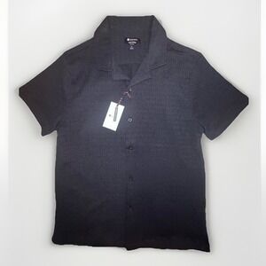 SPERRY PREMIUM APPAREL Men's Black Short Sleeve Button Down Shirt Size S